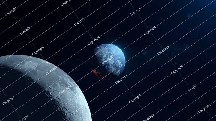 Beautiful view from space to the moon and planet earth.