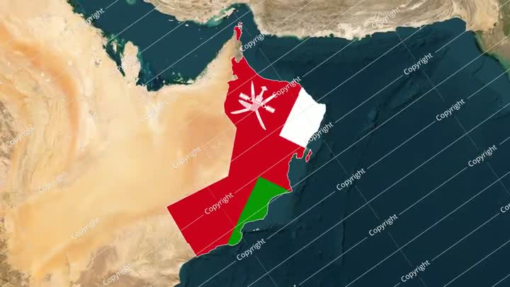 خريطة عُمان مع العلم المتحرك