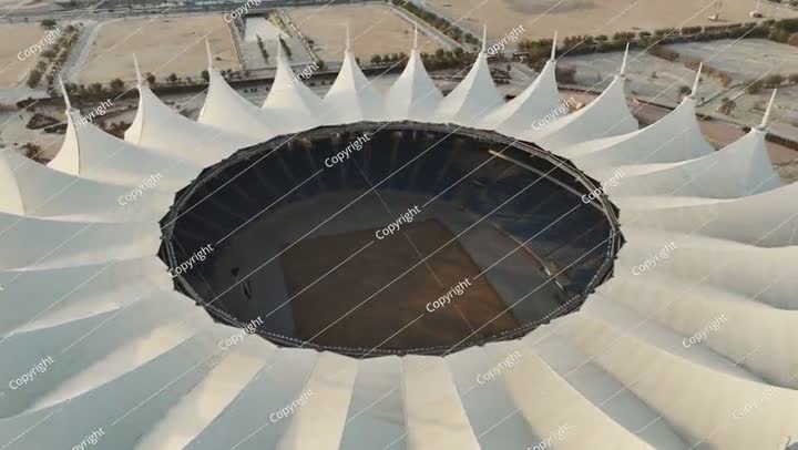 Aerial View of Riyadh Stadium Sunset