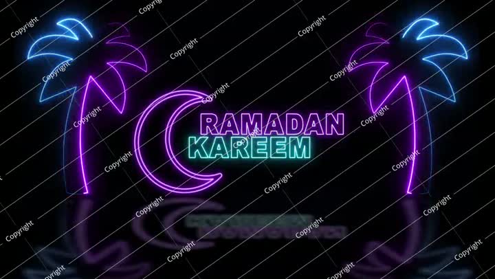 أشجار النخيل النيون رمضان كريم