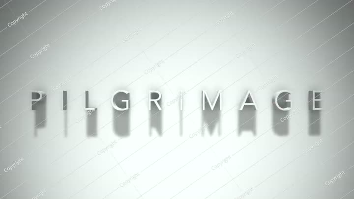 رسوم متحركة ثلاثية الأبعاد لعنوان الحج مع الظلال على خلفية بيضاء