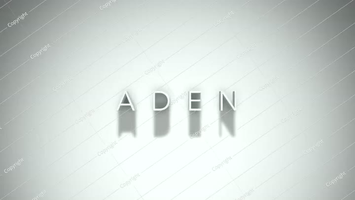 عنوان Aden ثلاثي الأبعاد متحرك مع الظلال على خلفية بيضاء