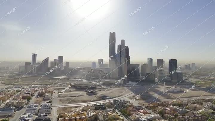 Drone view of KAFD in the morning haze from the distant