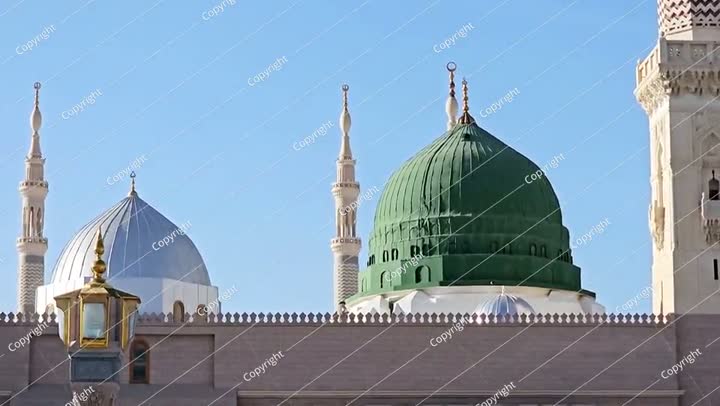المئذنة والقبة الخضراء للمسجد النبوي أو المسجد النبوي.