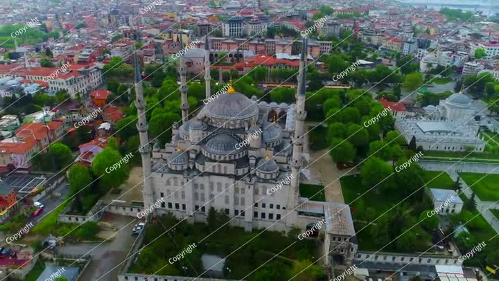 Dramatic Aerial footage of Muslim Mosque Arabic Quran Islamic Prophet Muhammad