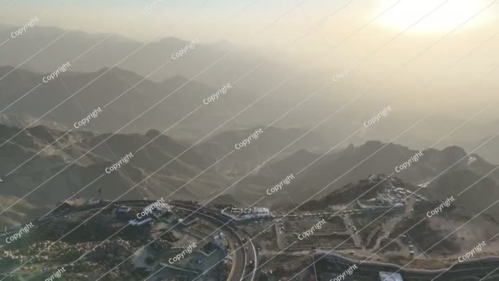 Al Taif drone 4k video Aerial view, Al Hada Mountain in Taif City top view