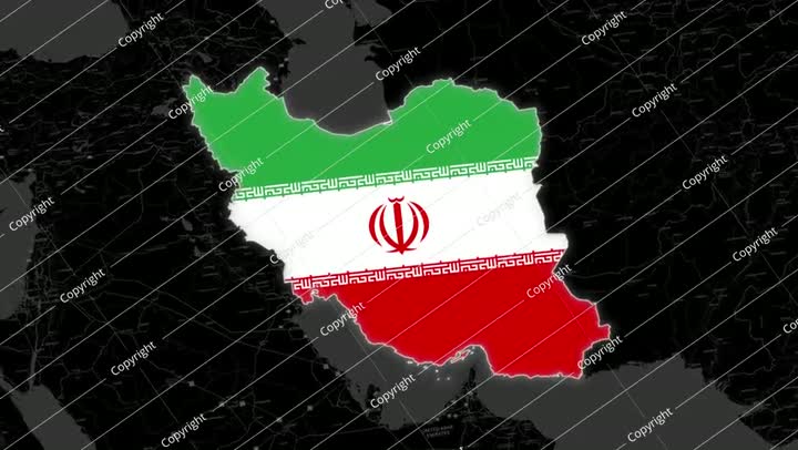 Iran Map dark, geography of Iran with flag