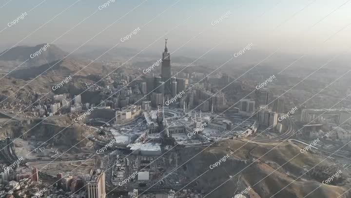 مكة المكرمة، شوارع، فنادق، برج ساعة مكة المكرمة، المسجد الحرام، منظر جوي بطائرة بدون طيار