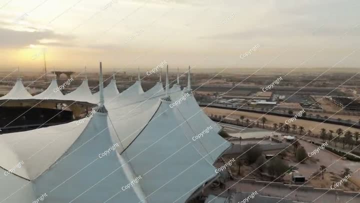Aerial View of Riyadh Stadium Sunrise