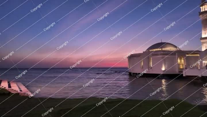 Al Rahma Mosque illuminating Jeddah's Waterfront at night