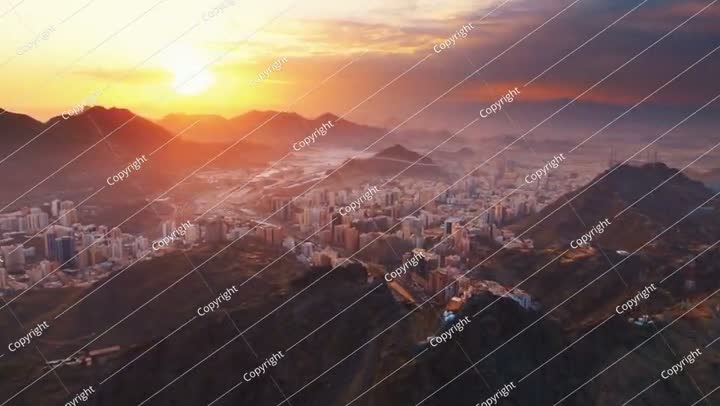 Aerial time lapse view of pilgrims at the Kaaba in the Grand Mosque, Mecca