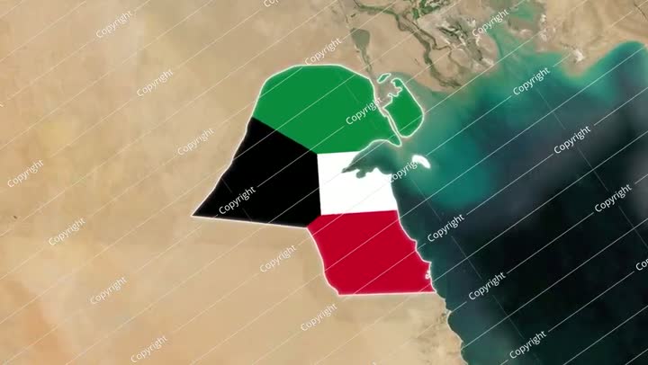 خريطة الكويت مع العلم المتحرك، خريطة الكويت