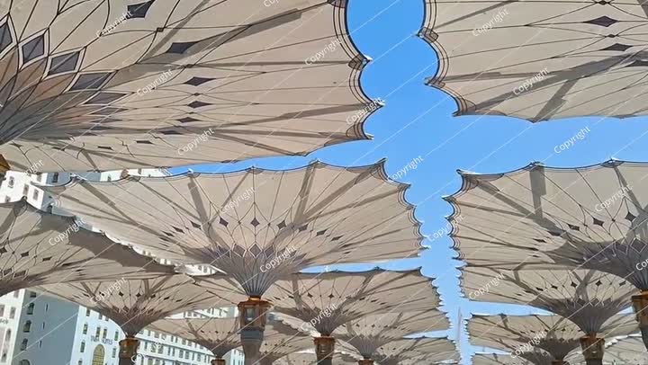 Sun shades umbrellas of Medina Haram Piazza for pilgrims protection from heat