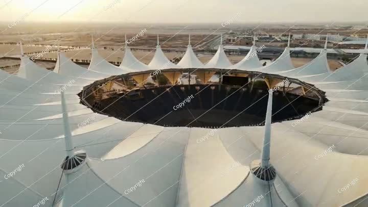 Aerial View of Riyadh Stadium Sunrise