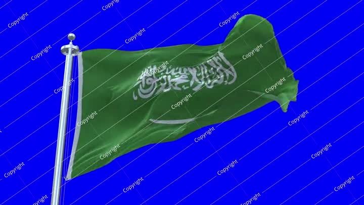 Saudi Arabia Flag Waving in Loopable and Textured green screen background