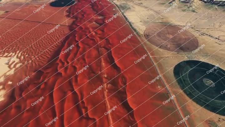 Aerial of Riyadh - Red Sand Dunes. Saudi Arabia