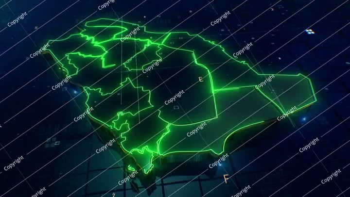 saudi arabia digital map 4k looping