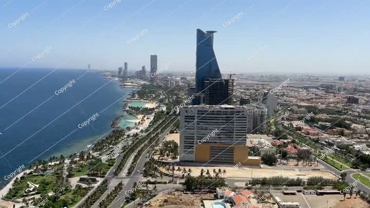  جدة، المملكة العربية السعودية - منظر علوي لشاطئ جدة - كورنيش البحر الأحمر