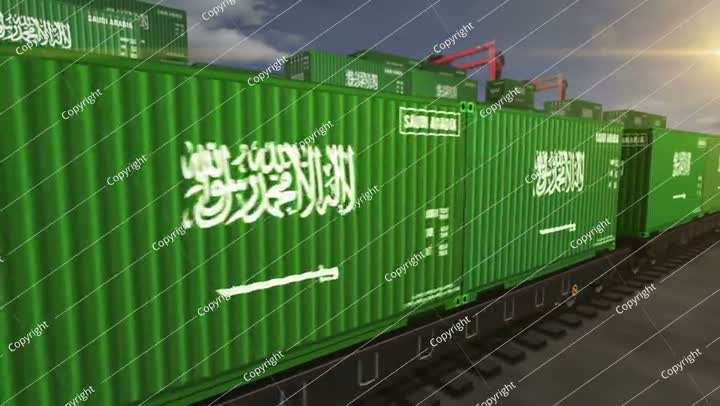 حاويات تصدير المملكة العربية السعودية على عربات قطار الشحن