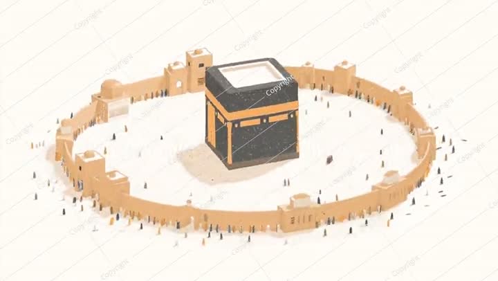 رسوم متحركة لتوضيح الكعبة ثلاثية الأبعاد، تكوين عيد الأضحى، مكة المكرمة، المملكة العربية السعودية