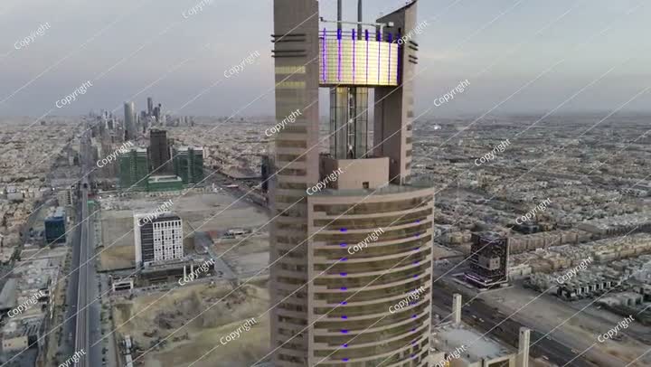 Mirror skyscraper with open aria in the middle Saudi Arabia Riyadh