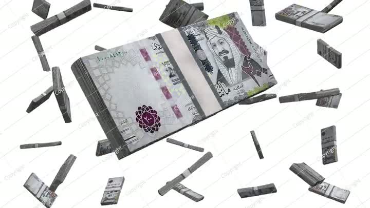 رسوم متحركة لسقوط 200 ريال سعودي على خلفية بيضاء