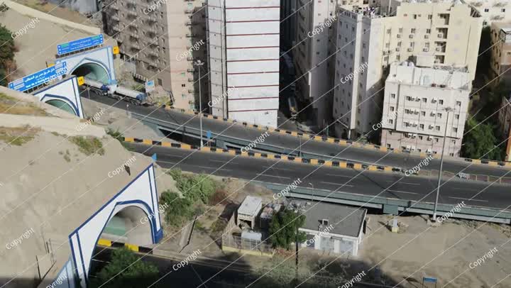 Mecca , Saudi Arabia - Makkah city Streets hotels and transportation 4k Video