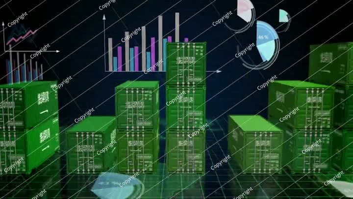 حاويات شحن الصادرات السعودية مع الرسوم البيانية والمخططات