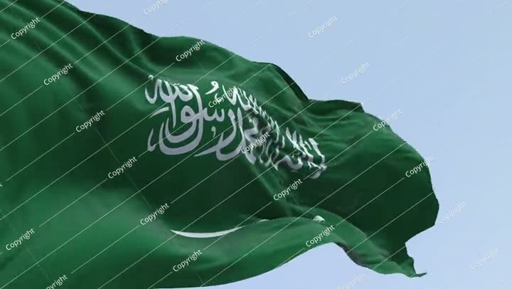 Close- up of the Saudi Arabian national flag waving in the wind