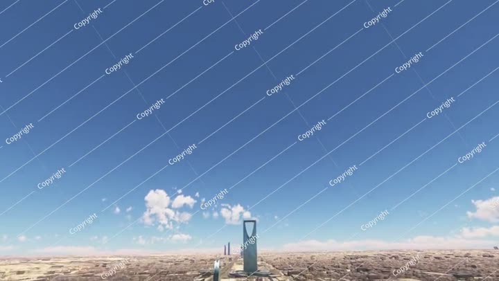 Aerial of Kingdom Centre. Al Olaya. Riyadh. Saudi Arabia