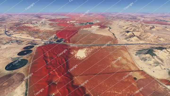 Aerial of Riyadh - Red Sand Dunes. Saudi Arabia