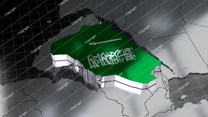 Saudi Arabia - rotating country border and flag