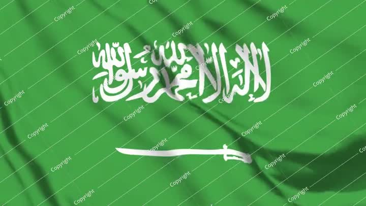 علم المملكة العربية السعودية، رسوم متحركة بتقنية 4K، نص مقدس وسيف متحرك