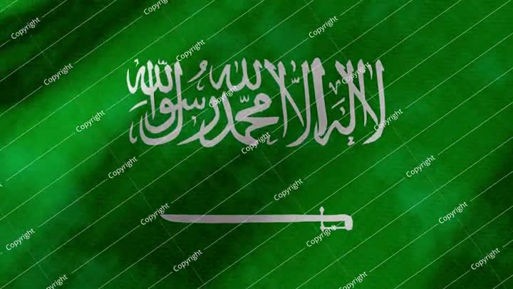 saudi arabia flag waving background with real fabric texture