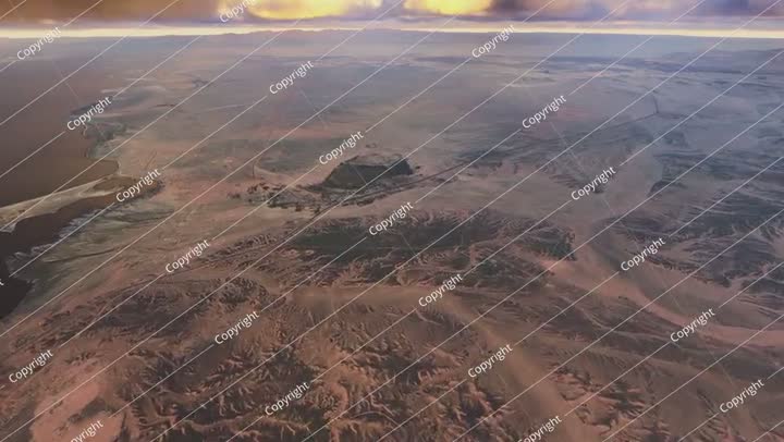 منظر جوي لغروب الشمس في صحراء غيل ونيوم، المملكة العربية السعودية