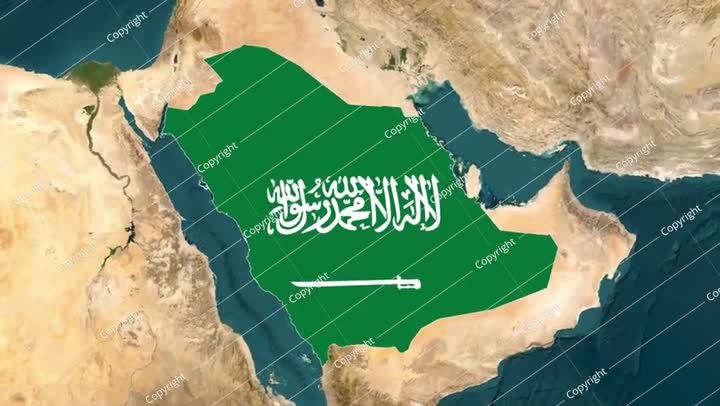 خريطة المملكة العربية السعودية مع العلم المتحرك، خريطة المملكة العربية السعودية
