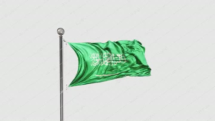Saudi Arabia Flag  Animation Loop Include Alpha 3D Rendering
