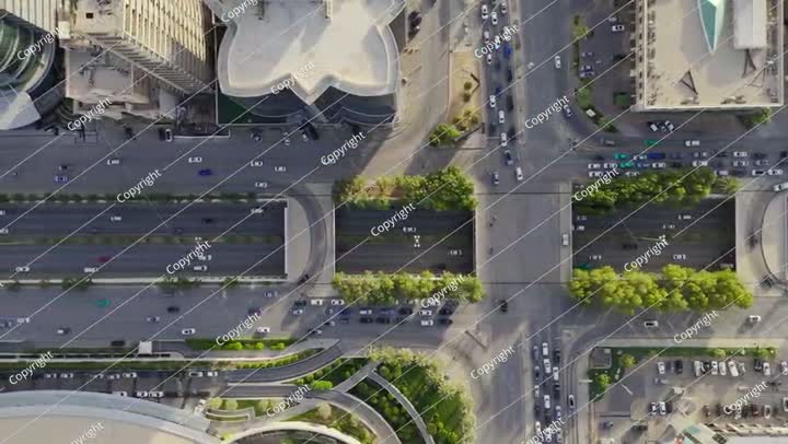 A drone flying by. Saudi Arabia. Riyadh. Road. Day.