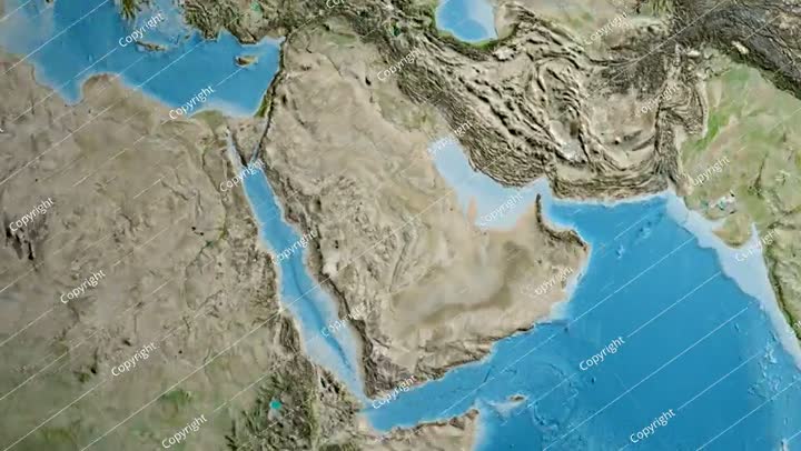 Saudi Arabia on the globe. Bevel. Satellite. Labels