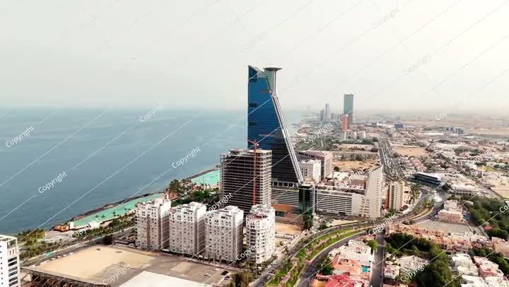 Jeddah: Aerial view of jeddah city in Saudi Arabia, skyline of Waterfront