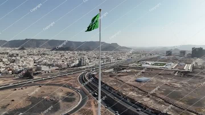 Saudi Arabia flag waving in the sky - Saudi national day and Founding Day 
