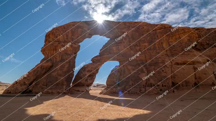 Time Lapse of Cloud Over Dancing Rock Formation in Saudi Arabia.