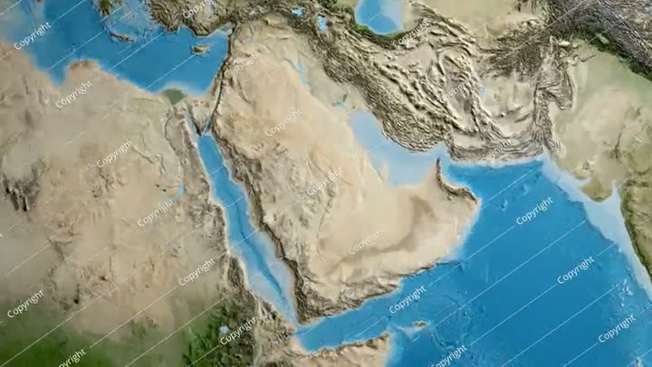 Saudi Arabia on the globe. Outline. Satellite. No labels