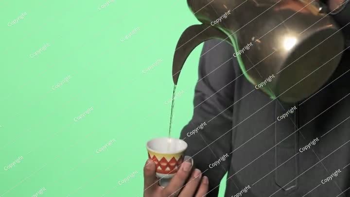Traditional Saudi out-feet on chromakey. Arabian dalla coffee kettle.