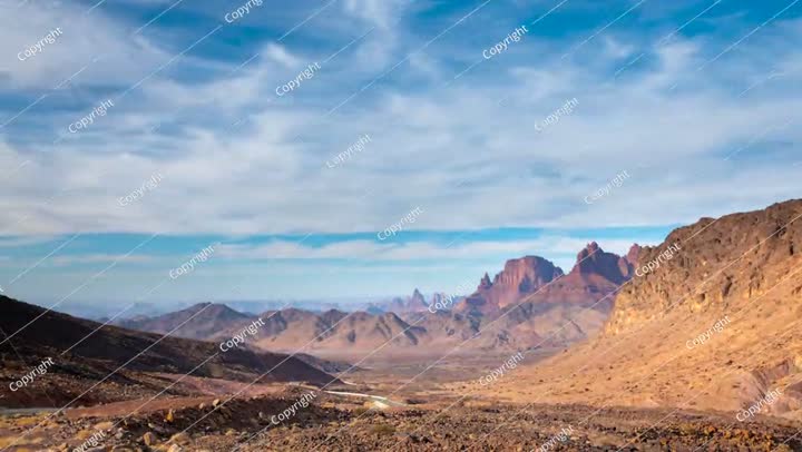Time lapse of sunset sunrise in rock formation desert in Alula, Saudi Arabia.