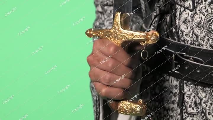 Traditional Saudi out-feet on chromakey. Arabian long saber - saif.