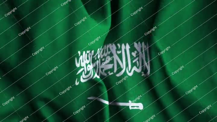 3D animation waving flag of Saudi Arabia. Highly detailed fabric texture.