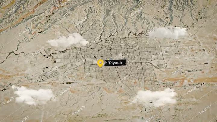 Riyadh Saudi Arabia 3D Satellite Map Animation Realistic Clouds & City Label