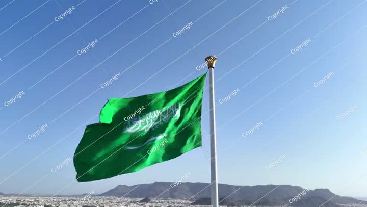 Saudi Arabia flag waving in the sky - Saudi national day and Founding Day