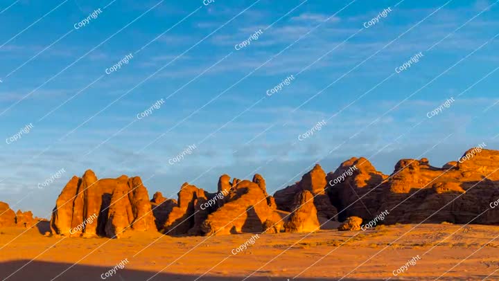 Time-Lapse of Sunrise Over Sandstone Formations in AlUla and Hegra, Saudi Arabia